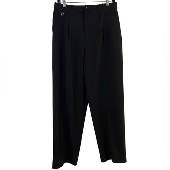 Mango MNG Black High Waisted Pleated Straight Leg Dress Pants Sz 8 - Picture 3 of 17